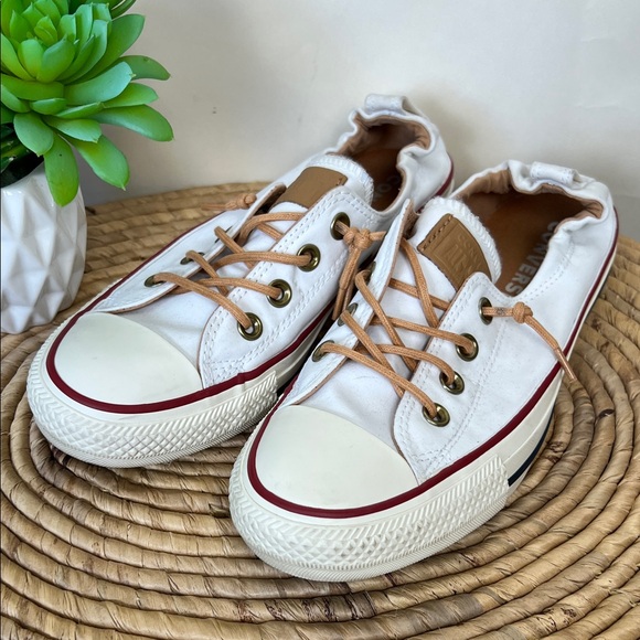 CONVERSE • All Star Shoreline White Sneakers Tan Laces 8 - Picture 2 of 9